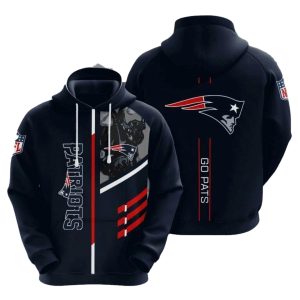 New England Patriots Go Pats Blue Pattern AOP Hoodie
