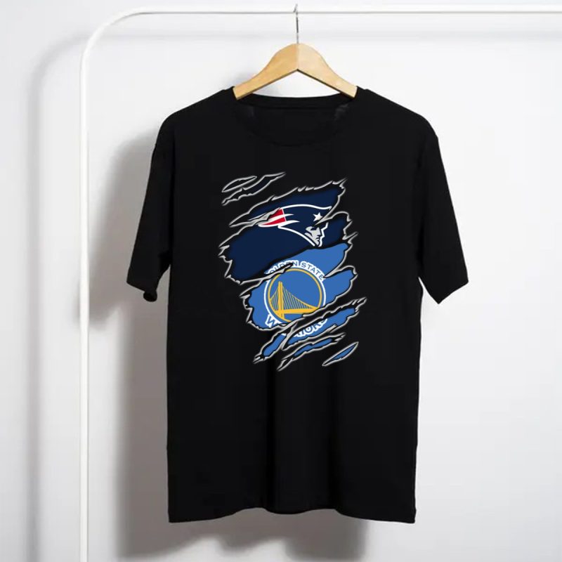New England Patriots Golden State Warriors Fan Collaboration T Shirt T Shirt 1