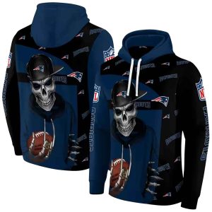 New England Patriots Grim Vibe Blue Black AOP Hoodie