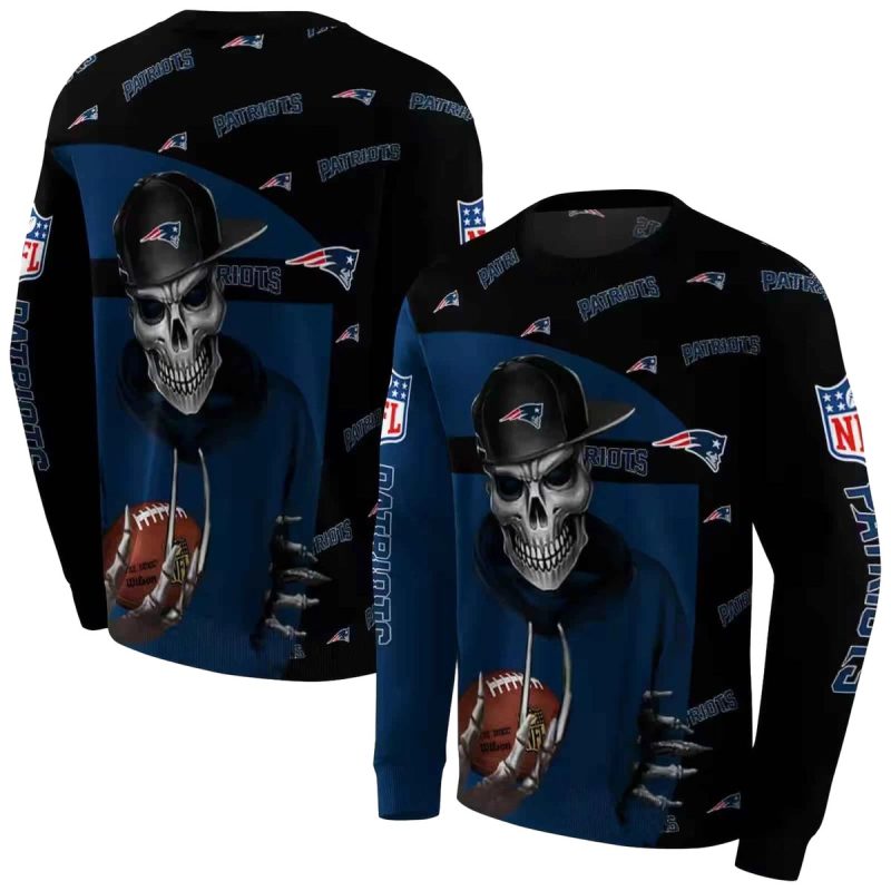 New England Patriots Grim Vibe Blue Black Aop Sweatshirt 1