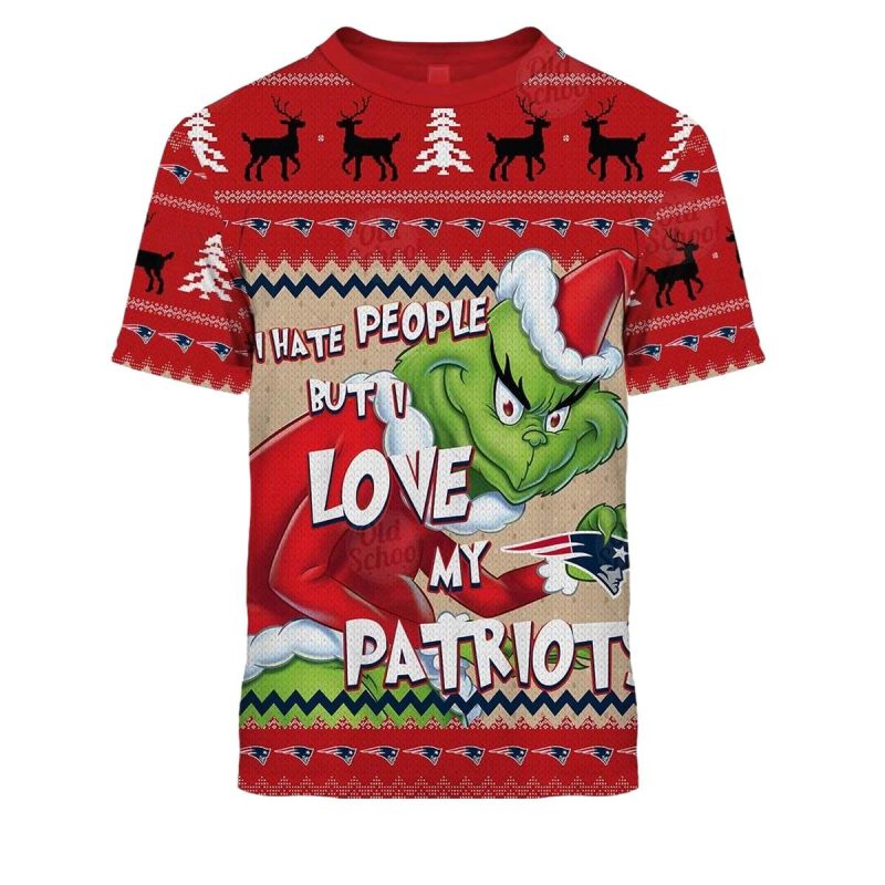 New England Patriots Grinch Christmas Ugly Aop T Shirt 1
