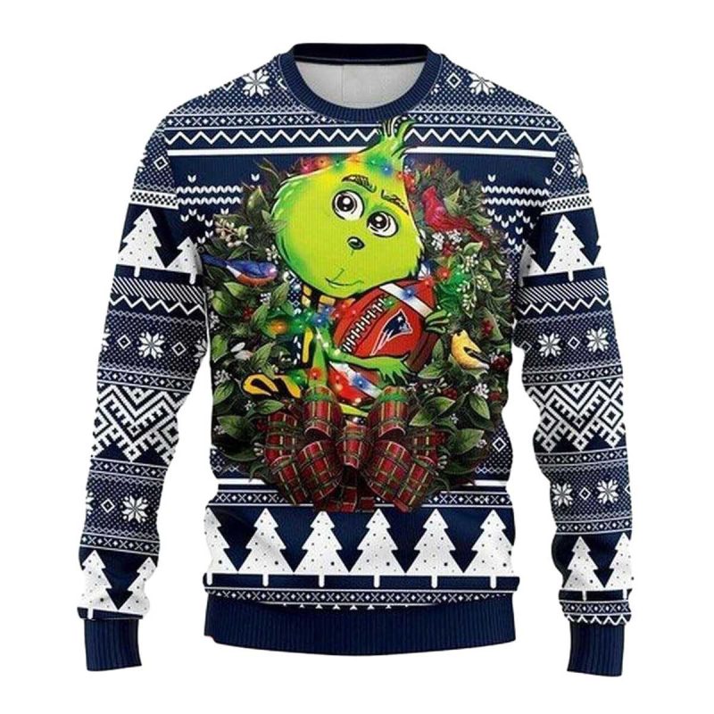New England Patriots Grinch Hug Logo Ugly Sweater 1