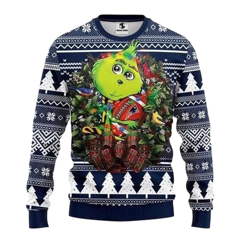 New England Patriots Grinch Hug Ugly Sweater 1