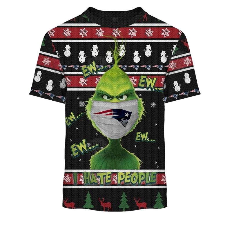New England Patriots Grinch I Hate People But I Love My Patriots Aop T Shirt 1