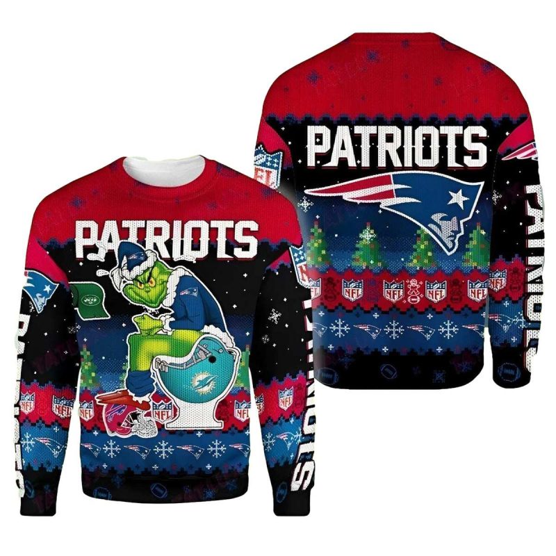 New England Patriots Grinch Toilet Ugly Sweater 1