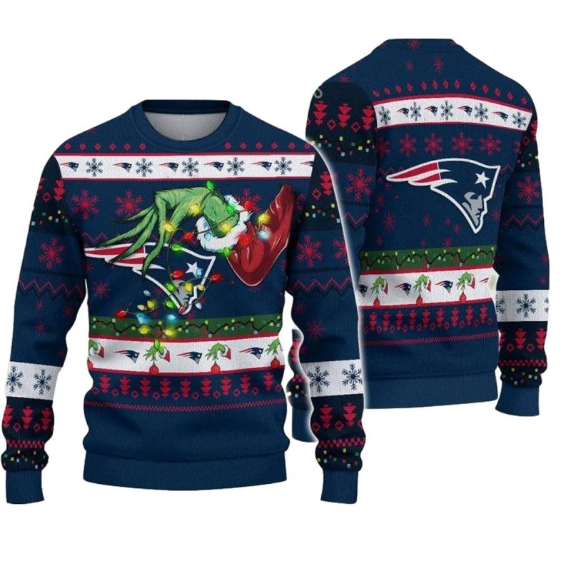New England Patriots Grinchs Hand Ugly Sweater 1