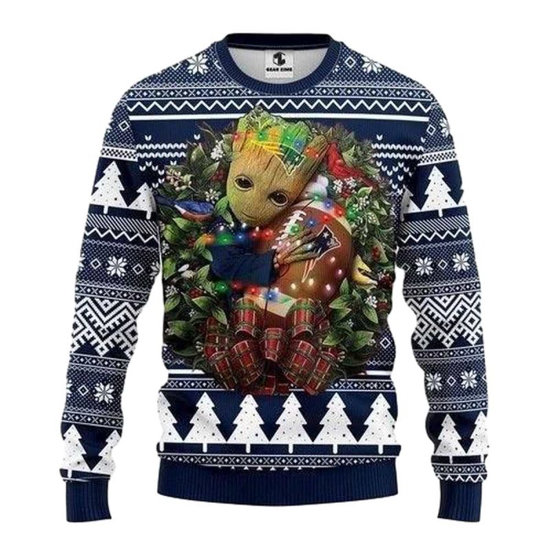 New England Patriots Groot Hug Ugly Sweater 1