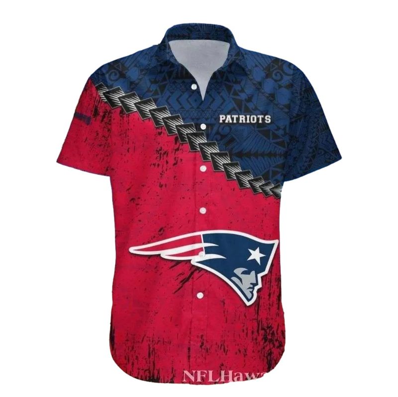 New England Patriots Grungy Goal Line Abstract Art Red Zone Look Hawaiian Shirt 1