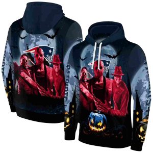 New England Patriots Halloween Vibes Blue Black AOP Hoodie