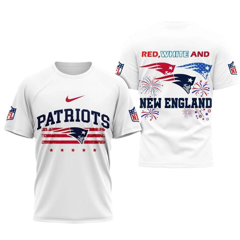 New England Patriots Happy 4Th Of July Aop T Shirt 1