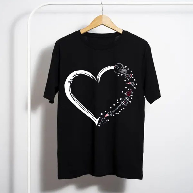 New England Patriots Heart Shaped Fan Symbols And Stars T Shirt T Shirt 1