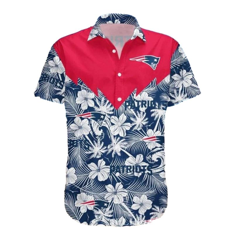 New England Patriots Hibiscus Huddle Hawaiian Shirt 1