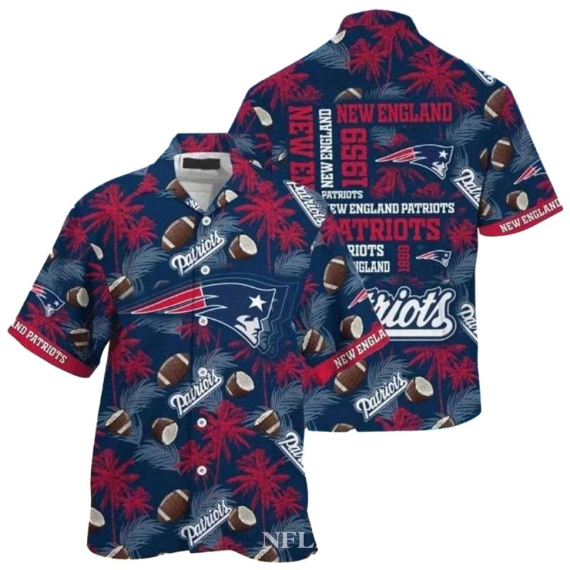 New England Patriots Historic Gridiron Palms Hawaiian Shirt 1