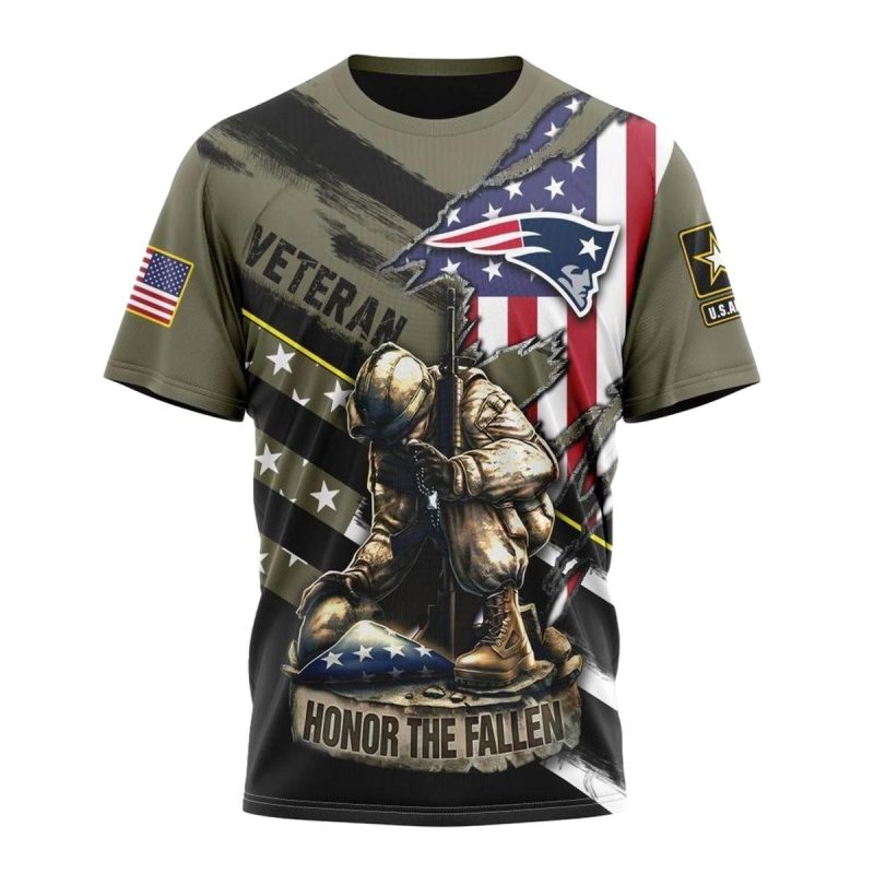 New England Patriots Honor Veterans Kneeling Soldier Aop T Shirt 1