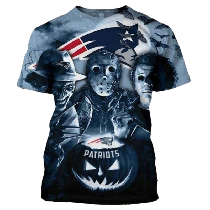 New England Patriots Horror Halloween Jason Freddy Myers Aop T Shirt 1