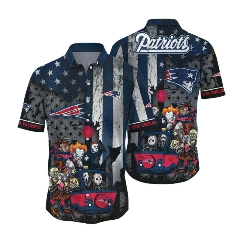 New England Patriots Horror Halloween Mashup Hawaiian Shirt 1