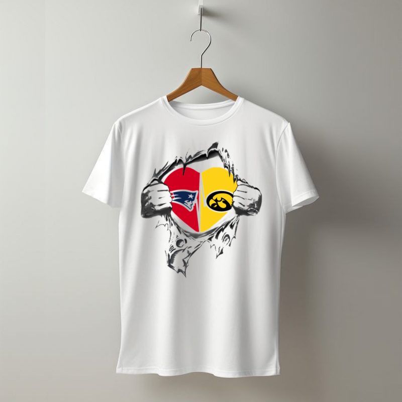 New England Patriots Iowa Hawkeyes Heart T Shirt T Shirt 1