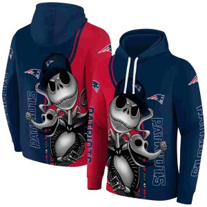 New England Patriots Jack Skellington Blue AOP Hoodie