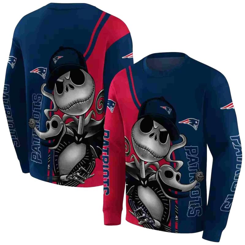 New England Patriots Jack Skellington Blue Aop Sweatshirt 1
