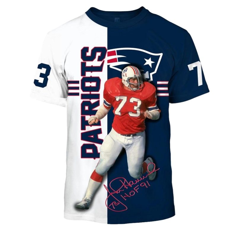 New England Patriots John Hannah Signature Aop T Shirt 1