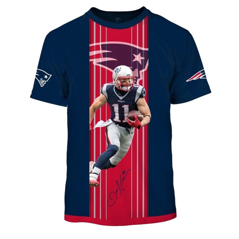 New England Patriots Julian Edelman 11 Signature Aop T Shirt 1