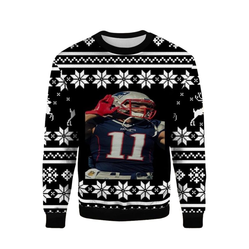 New England Patriots Julian Edelman 11 Ugly Sweater 1