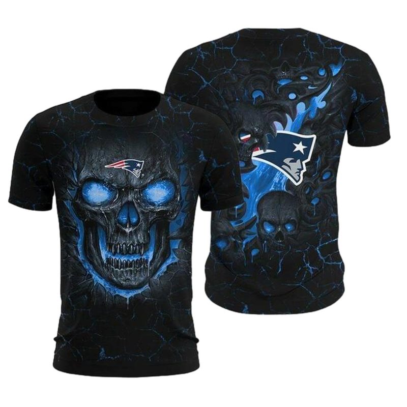 New England Patriots Lava Skull Aop T Shirt 1