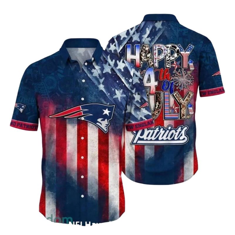New England Patriots Logo And 4Th Of July Flag Celebration Hawaiian Shirt 1