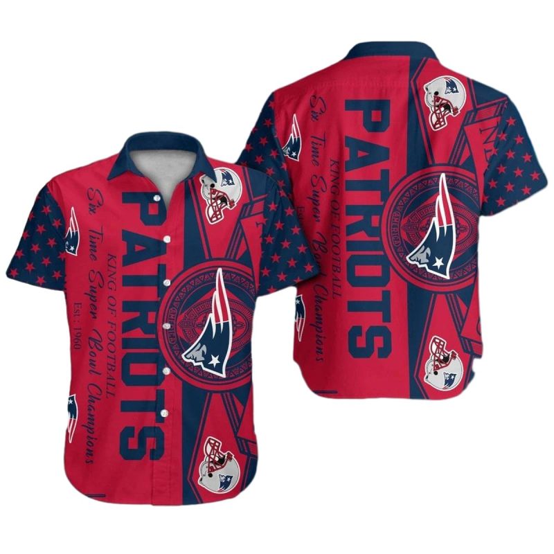 New England Patriots Logo And Helmet Red Hawaiian Shirt 1