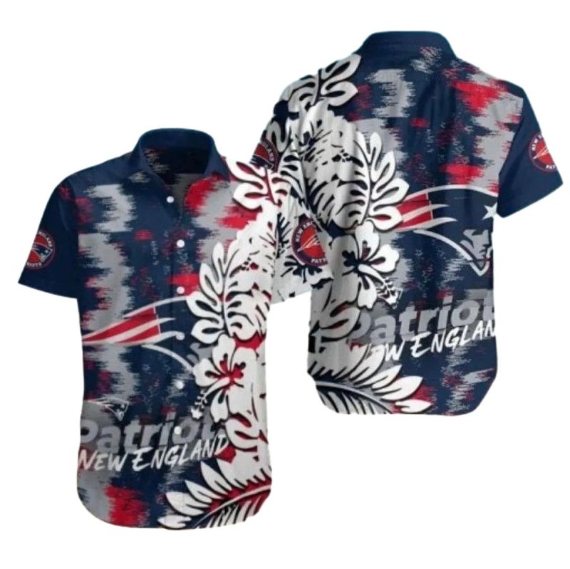 New England Patriots Logo And Patriotic Blend Hawaiian Shirt 1