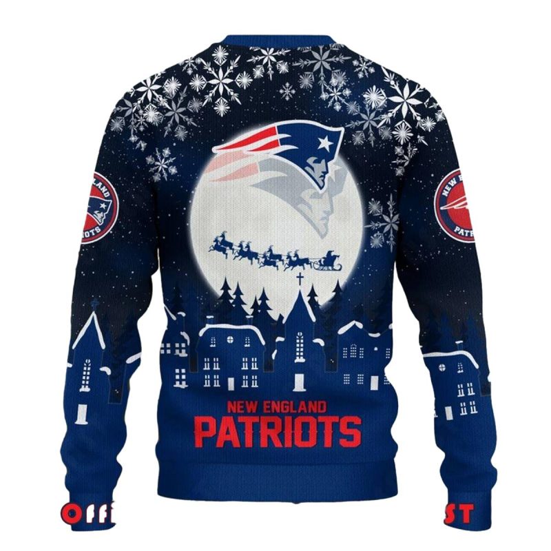 New England Patriots Logo City Snowflake Ugly Sweater 1