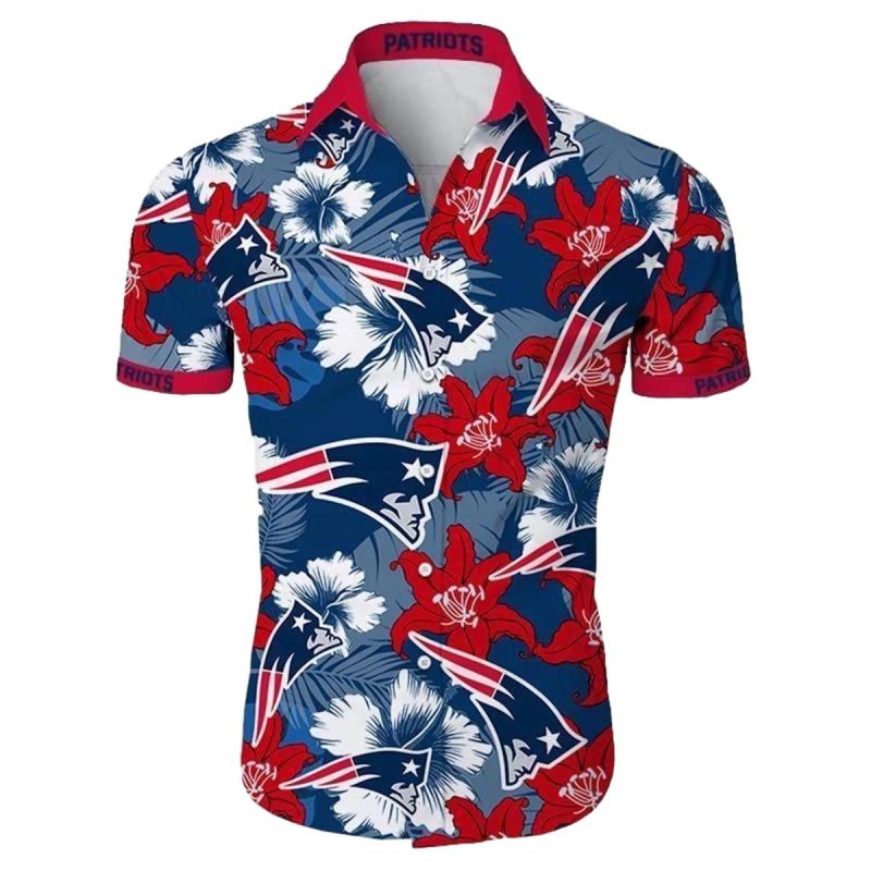 New England Patriots Logo Hibiscus Hawaiian Shirt 1