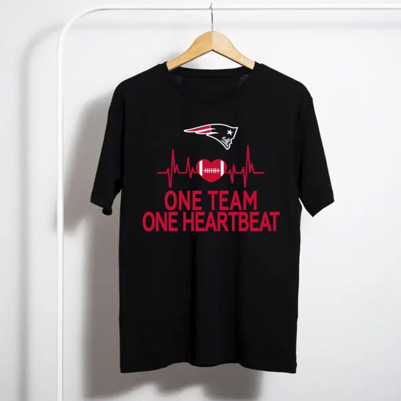 New England Patriots Logo One Team One Heartbeat Football Heartbeat Line T Shirt T Shirt 1
