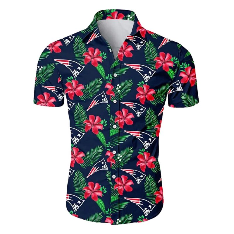 New England Patriots Logo Tropical Flower Summer 2025 Hawaiian Shirt 1