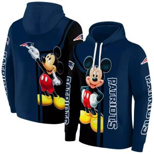 New England Patriots Mickey Mouse Blue Black AOP Hoodie