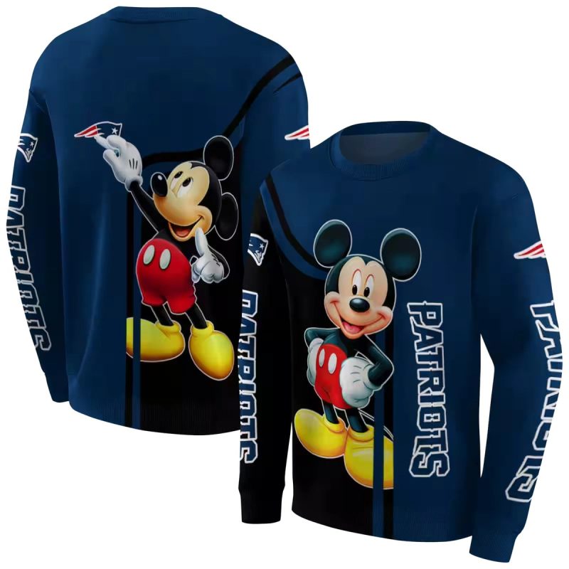 New England Patriots Mickey Mouse Blue Black Aop Sweatshirt 1