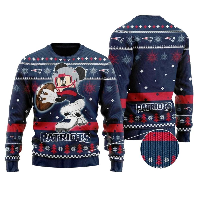 New England Patriots Mickey Mouse Funny Ugly Sweater 1