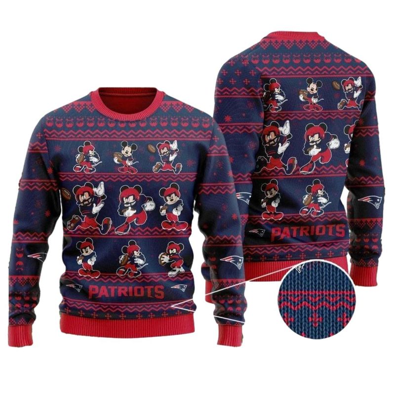 New England Patriots Mickey Mouse Ugly Sweater 1