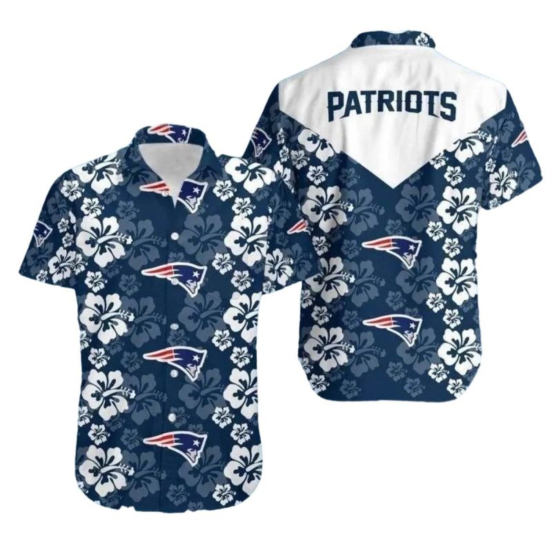 New England Patriots Midnight Hibiscus Elegance Hawaiian Shirt 1