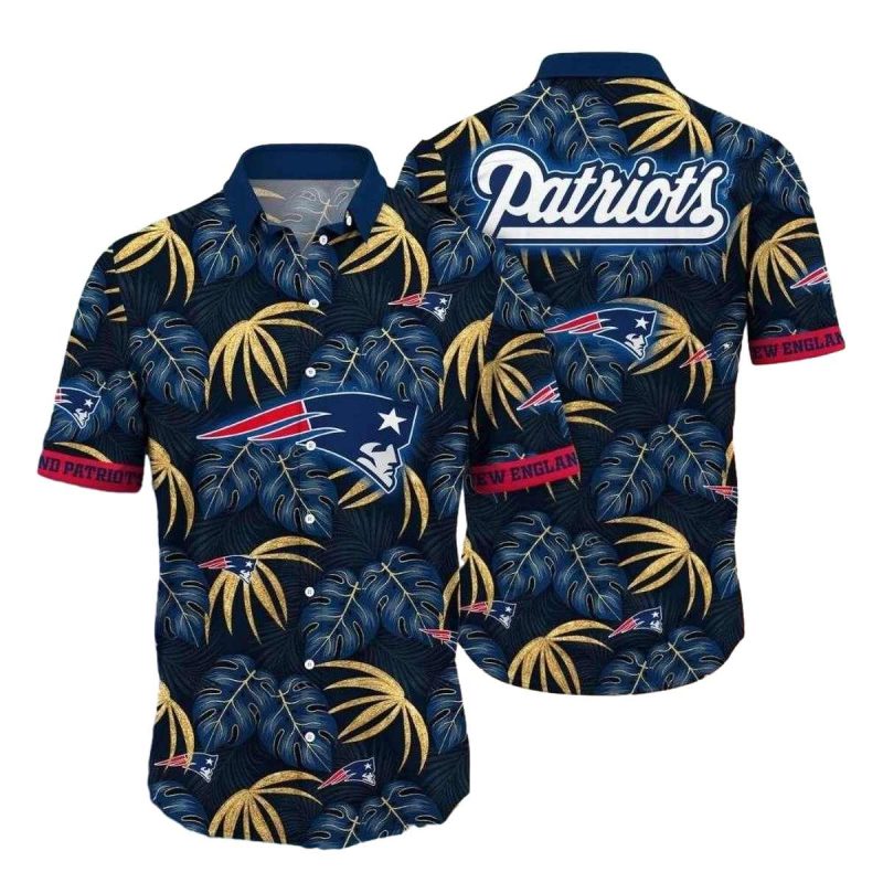 New England Patriots Midnight Palm Leaves Hawaiian Shirt 1