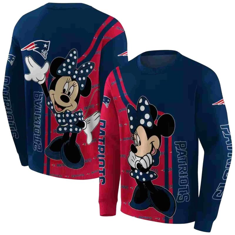 New England Patriots Minnie Mouse Blue Aop Sweatshirt 1