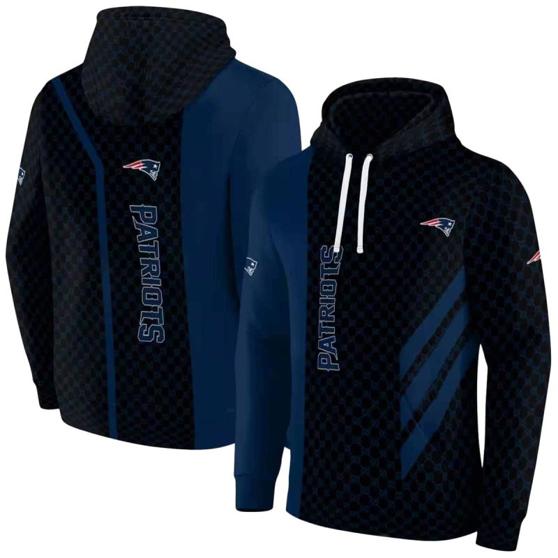 New England Patriots Monogram Pattern Blue Aop Hoodie 1