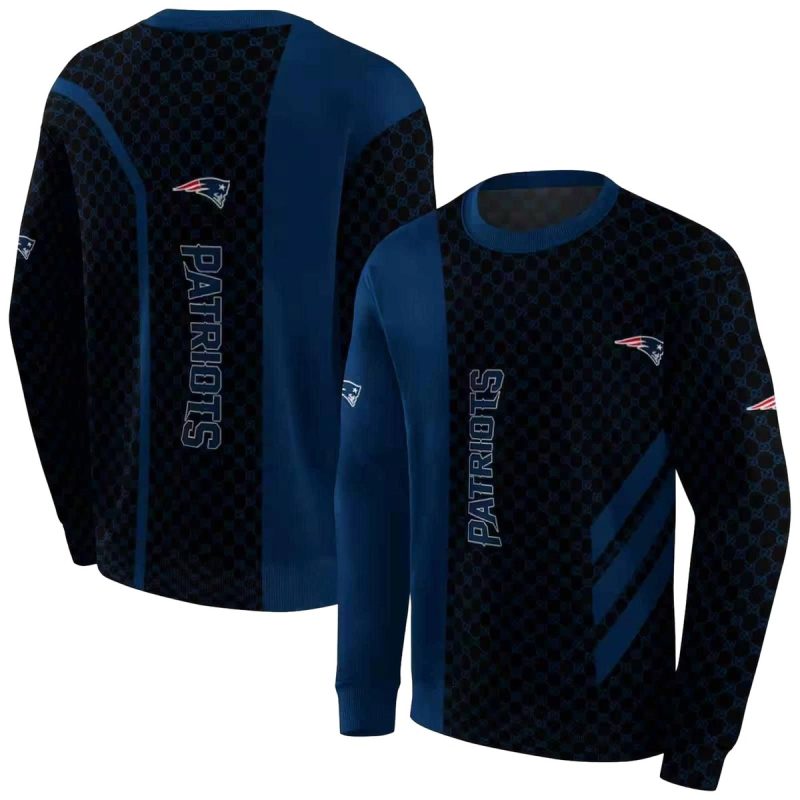 New England Patriots Monogram Pattern Blue Aop Sweatshirt 1