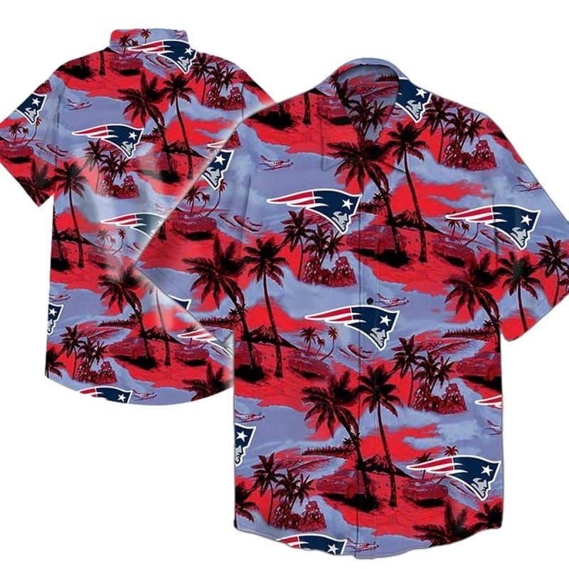 New England Patriots Multi Logo And Coconut Island Hawaiian Shirt 1