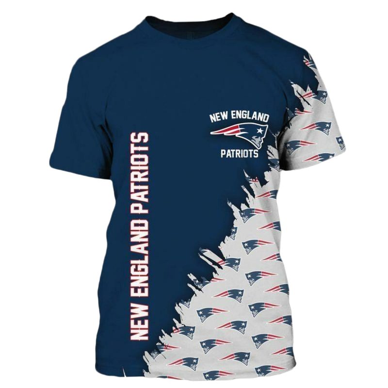 New England Patriots Multi Logo Blue And White Aop T Shirt 1