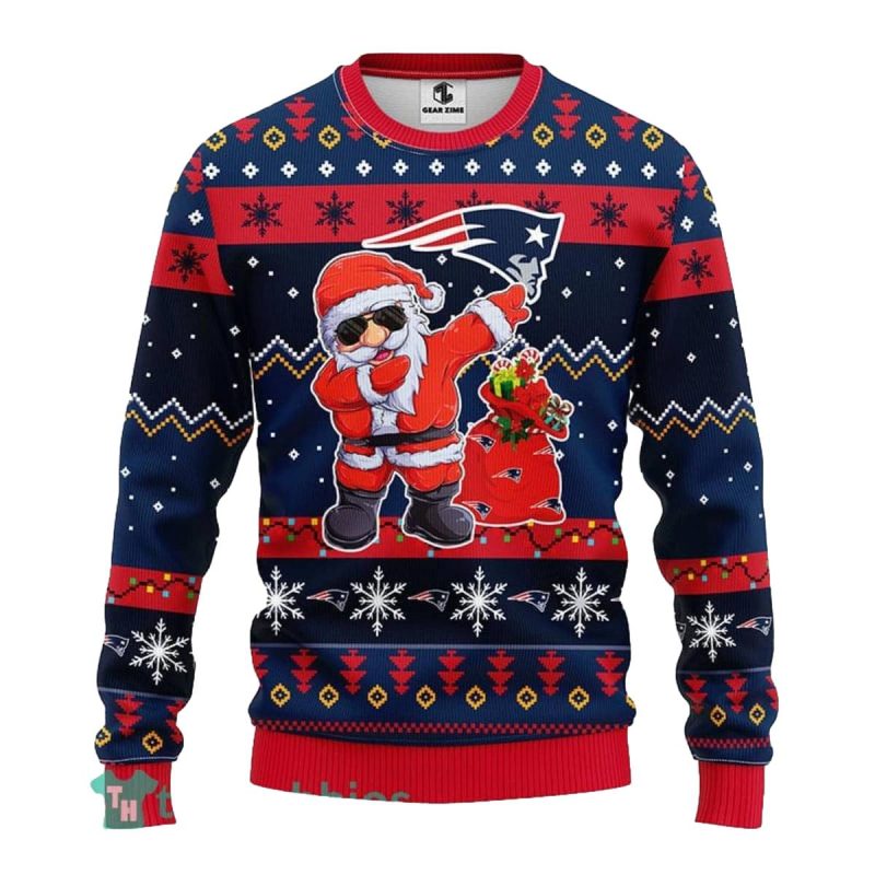 New England Patriots Nfl Team Dabbing Santa Claus Funny Ugly Sweater 1