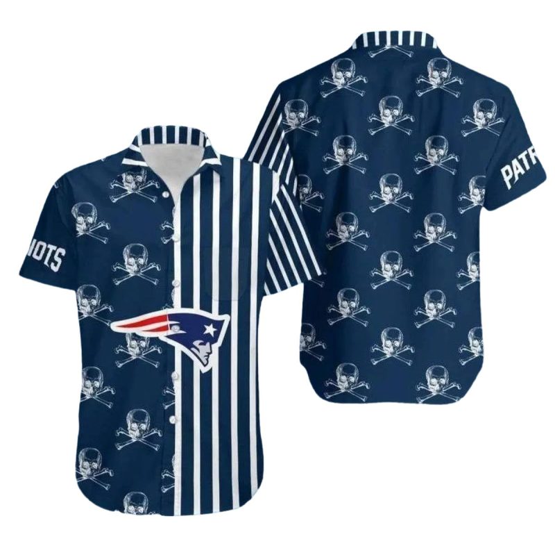 New England Patriots Nautical Skull Stripe Hawaiian Shirt 1