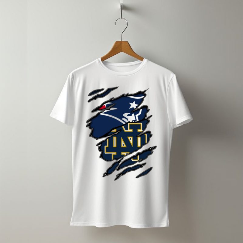 New England Patriots Notre Dame Fighting Irish Logo Mashup T Shirt T Shirt 1