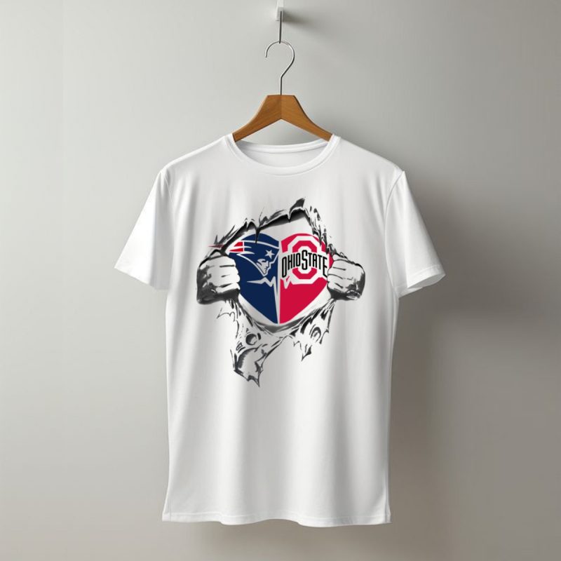 New England Patriots Ohio State Buckeyes Heart In Teared T Shirt T Shirt 1