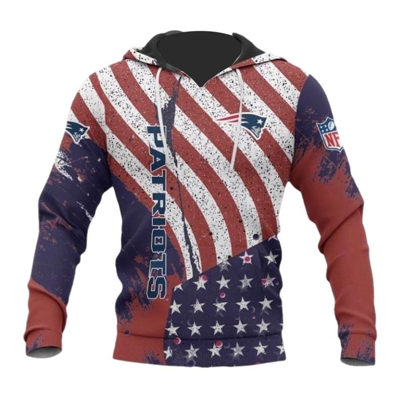 New England Patriots Old American Flag Aop Hoodie 1